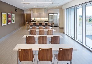 Providing amenities such as cooking classes in a demonstration kitchen supports the pavilion’s purpose as a place for both health and wellness.